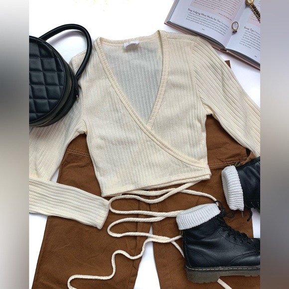 Vanilla Long Sleeve Wrap Top - Picture 6 of 14